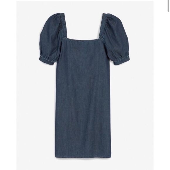 Express Denim Puff Sleeve Mini Shift Dress – Western Cottagecore Size S - Picture 3 of 9